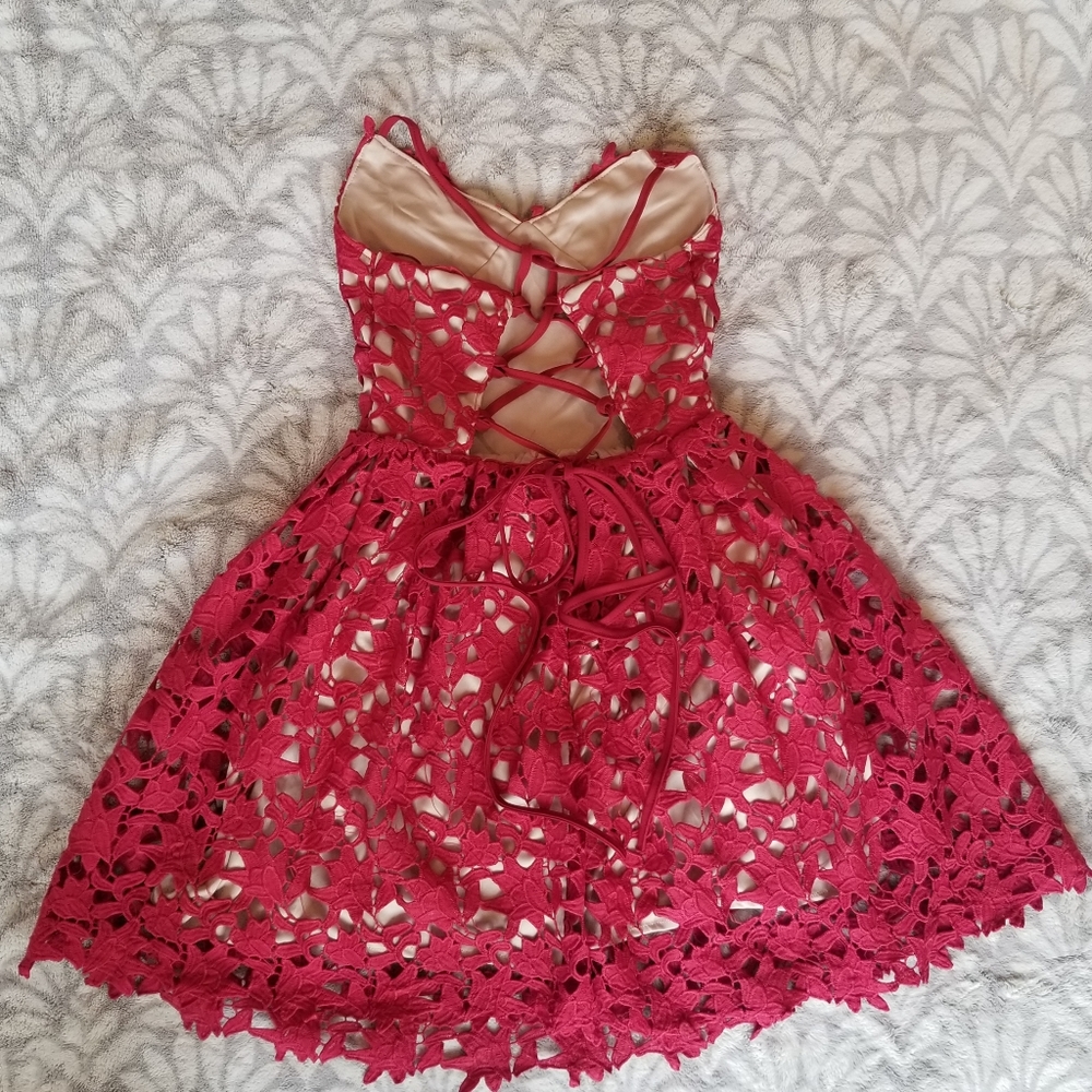New! Two Sisters Red Elektra Lace Up dress - Picture 7 of 7